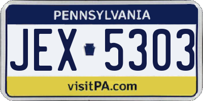 PA license plate JEX5303