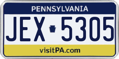PA license plate JEX5305