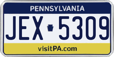 PA license plate JEX5309