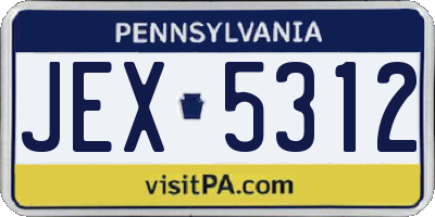 PA license plate JEX5312