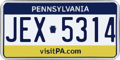 PA license plate JEX5314