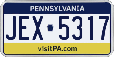 PA license plate JEX5317