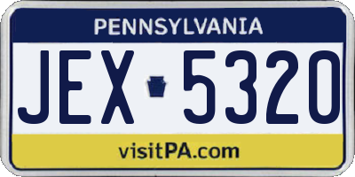 PA license plate JEX5320