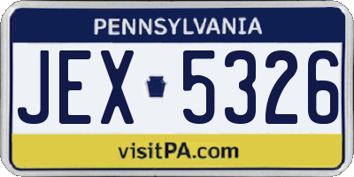 PA license plate JEX5326