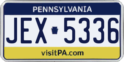 PA license plate JEX5336