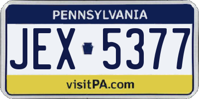 PA license plate JEX5377