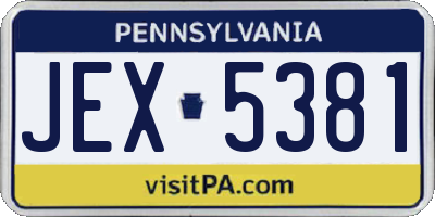 PA license plate JEX5381