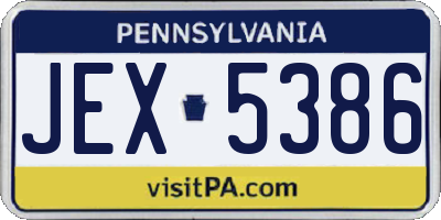 PA license plate JEX5386