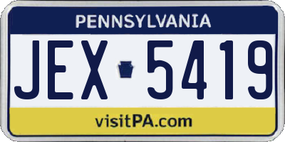 PA license plate JEX5419