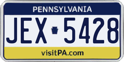 PA license plate JEX5428