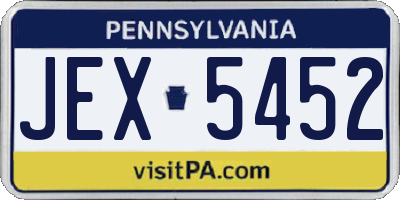 PA license plate JEX5452