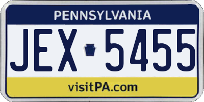 PA license plate JEX5455