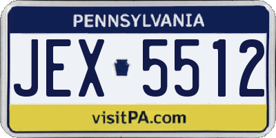 PA license plate JEX5512