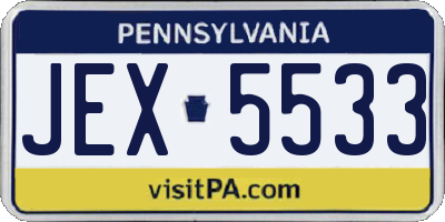PA license plate JEX5533