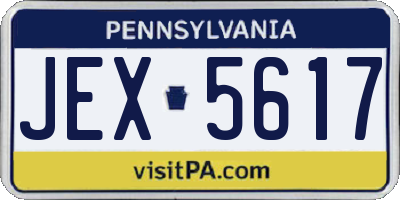PA license plate JEX5617