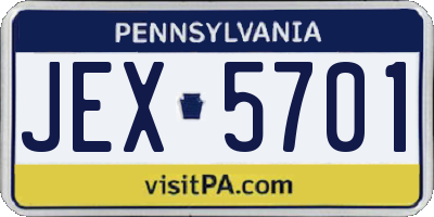 PA license plate JEX5701