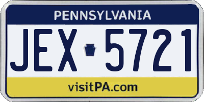 PA license plate JEX5721