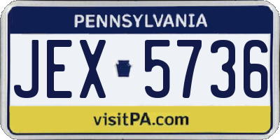 PA license plate JEX5736