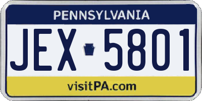 PA license plate JEX5801