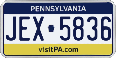 PA license plate JEX5836