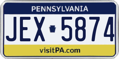 PA license plate JEX5874