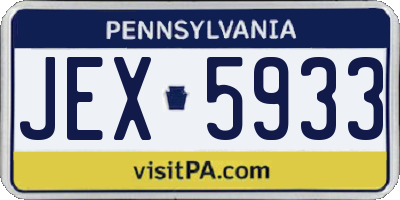 PA license plate JEX5933