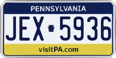 PA license plate JEX5936