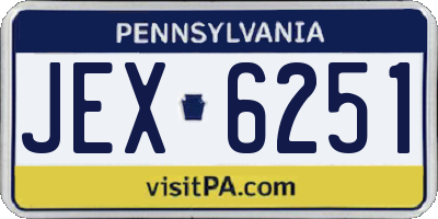 PA license plate JEX6251