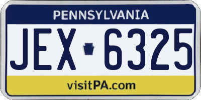 PA license plate JEX6325