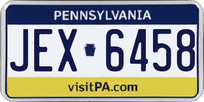 PA license plate JEX6458