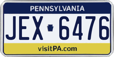 PA license plate JEX6476
