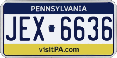 PA license plate JEX6636