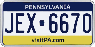 PA license plate JEX6670
