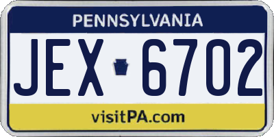 PA license plate JEX6702