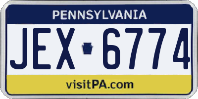 PA license plate JEX6774