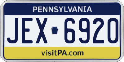 PA license plate JEX6920