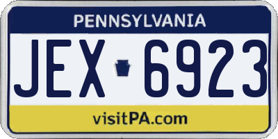 PA license plate JEX6923