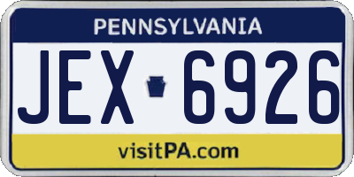 PA license plate JEX6926