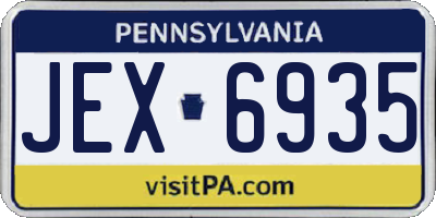 PA license plate JEX6935