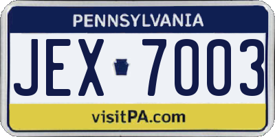 PA license plate JEX7003