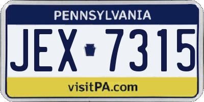 PA license plate JEX7315