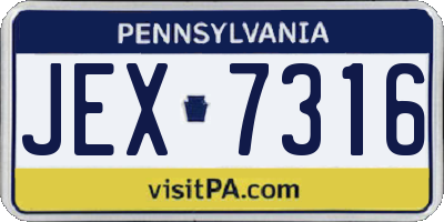 PA license plate JEX7316