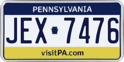 PA license plate JEX7476