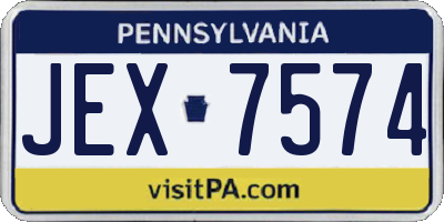 PA license plate JEX7574