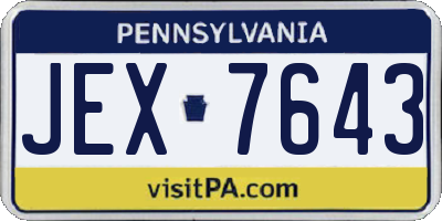 PA license plate JEX7643