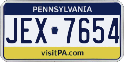PA license plate JEX7654
