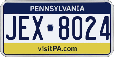 PA license plate JEX8024