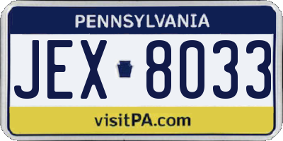 PA license plate JEX8033