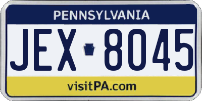 PA license plate JEX8045