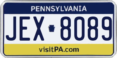 PA license plate JEX8089